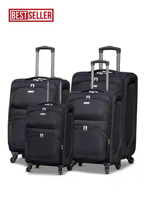 Falcon Premium Expandable Soft Fabric Luggage Set | 4 Smooth Spinner Wheels | Secure Combination Locks