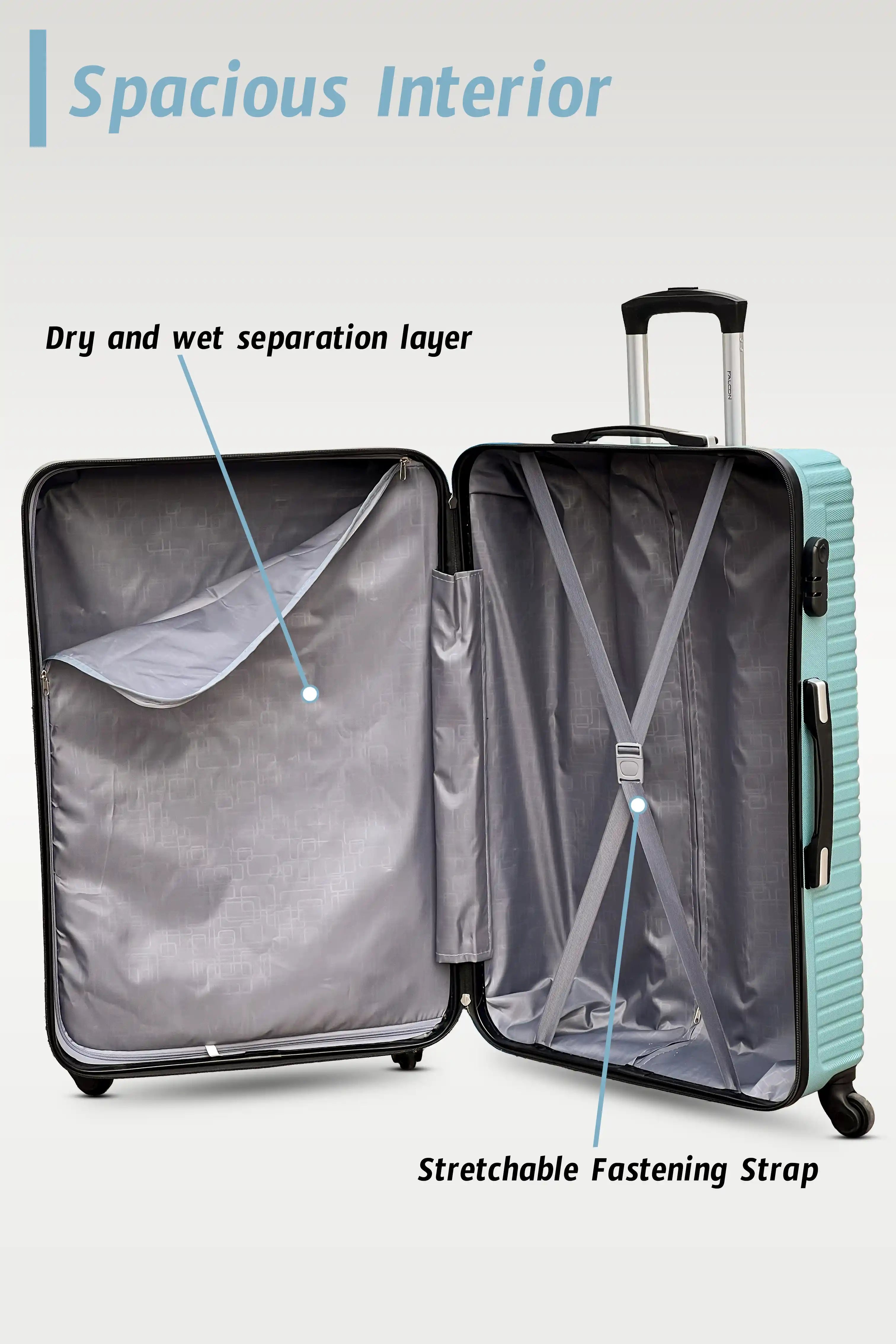 24 Inch Zig Zag V2 Lightweight ABS Medium Checked Size Luggage With Smooth Spinner Wheels
