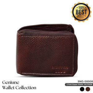 Men's Genuine Leather Wallet | 2 Fold Zipper Wallet