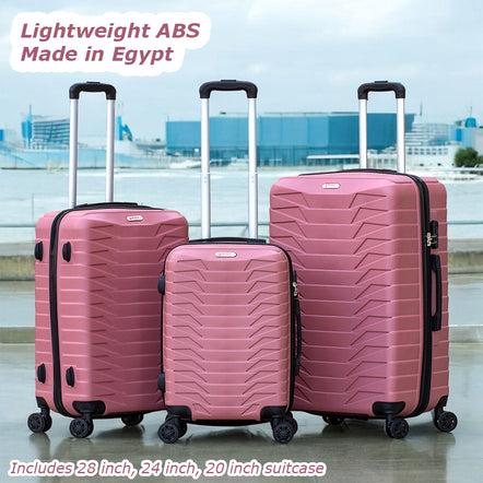 ZAAPPY Lightweight ABS Hard Case Trolley Luggage With Spinner Wheels | 3 Pcs Set 20, 24 and 28 inches