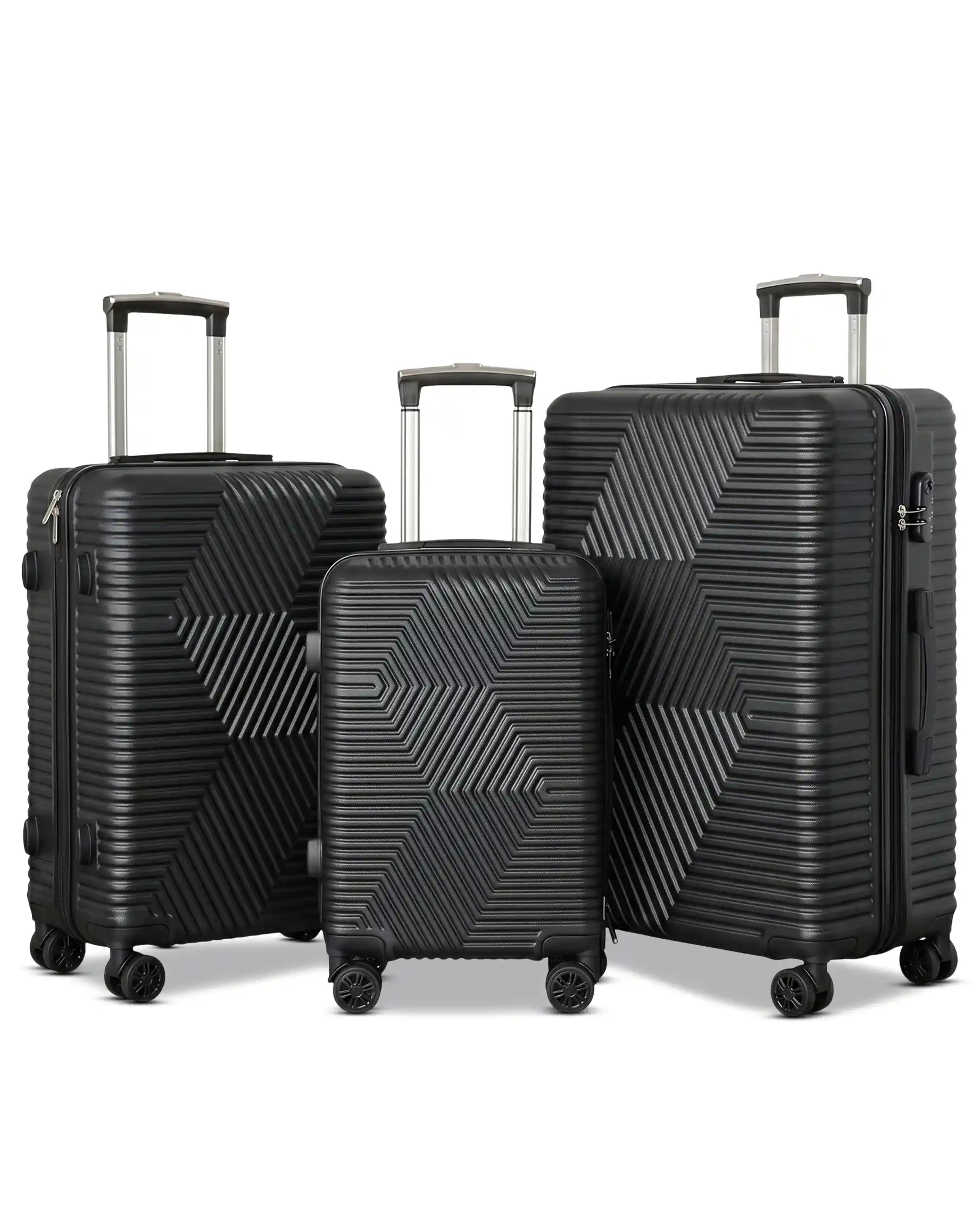 Zig Zag ABS Lightweight Luggage Bag With Double Spinner Wheel | 4 Piece Set 20, 24, 28, 32 Inches