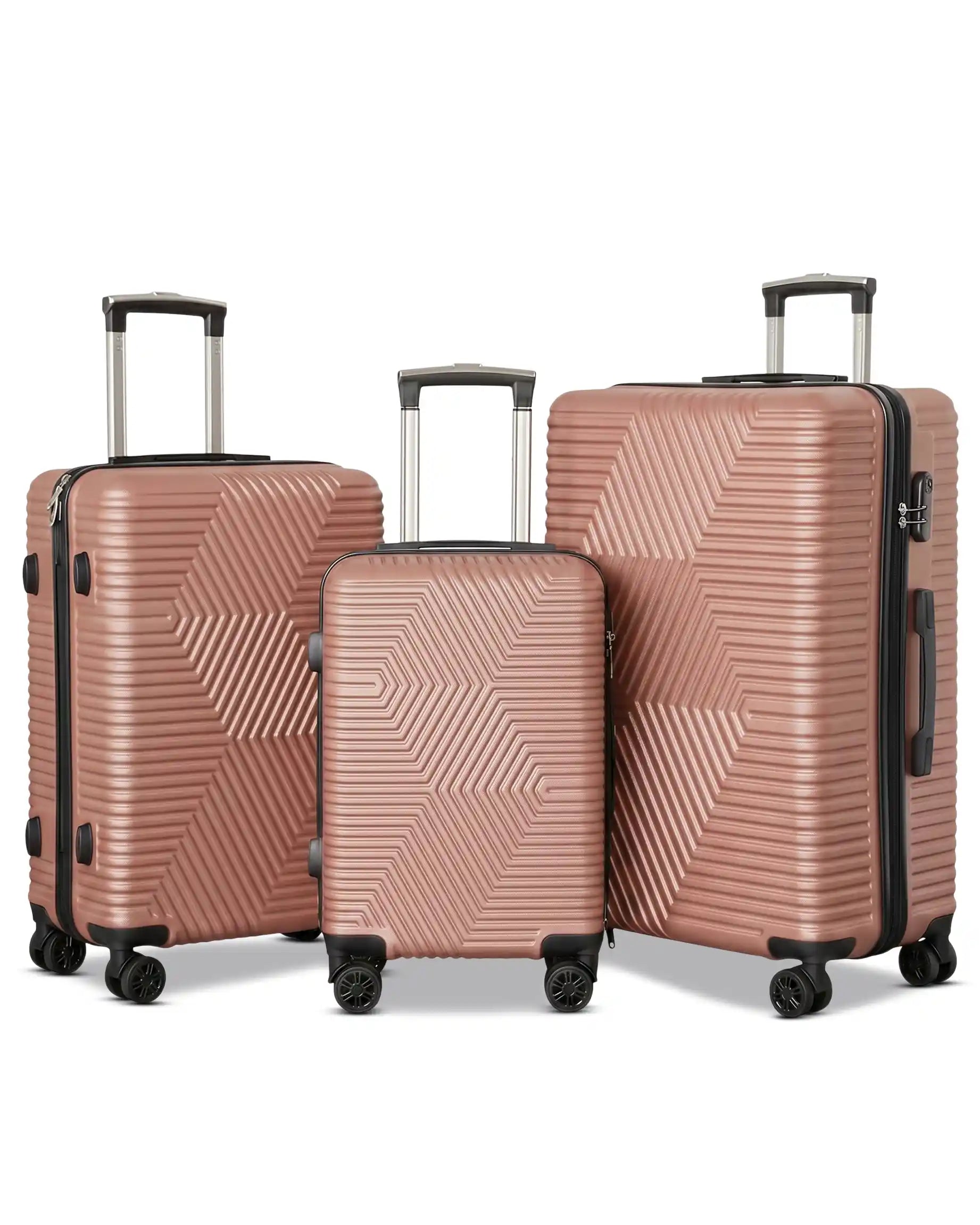 Zig Zag ABS Lightweight Luggage Bag With Double Spinner Wheel | 4 Piece Set 20, 24, 28, 32 Inches