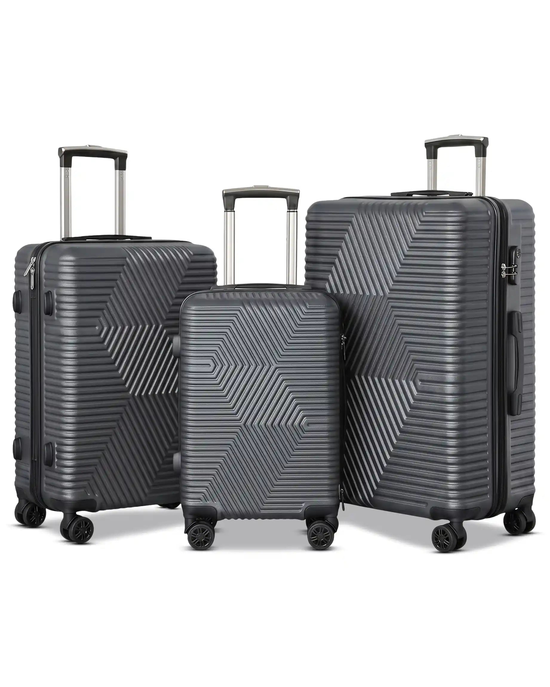 Zig Zag ABS Lightweight Luggage Bag With Double Spinner Wheel | 4 Piece Set 20, 24, 28, 32 Inches