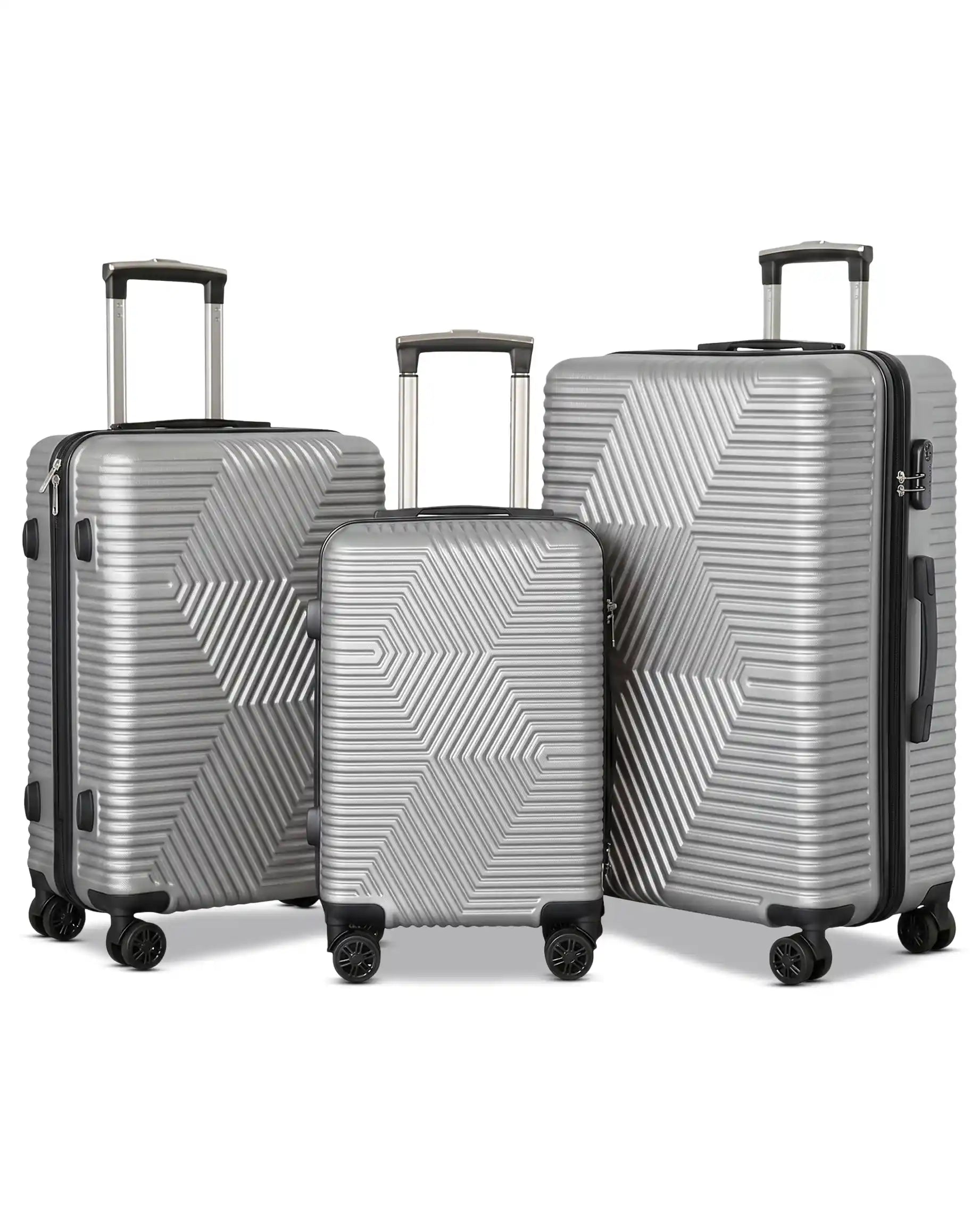 Zig Zag ABS Lightweight Luggage Bag With Double Spinner Wheel | 4 Piece Set 20, 24, 28, 32 Inches