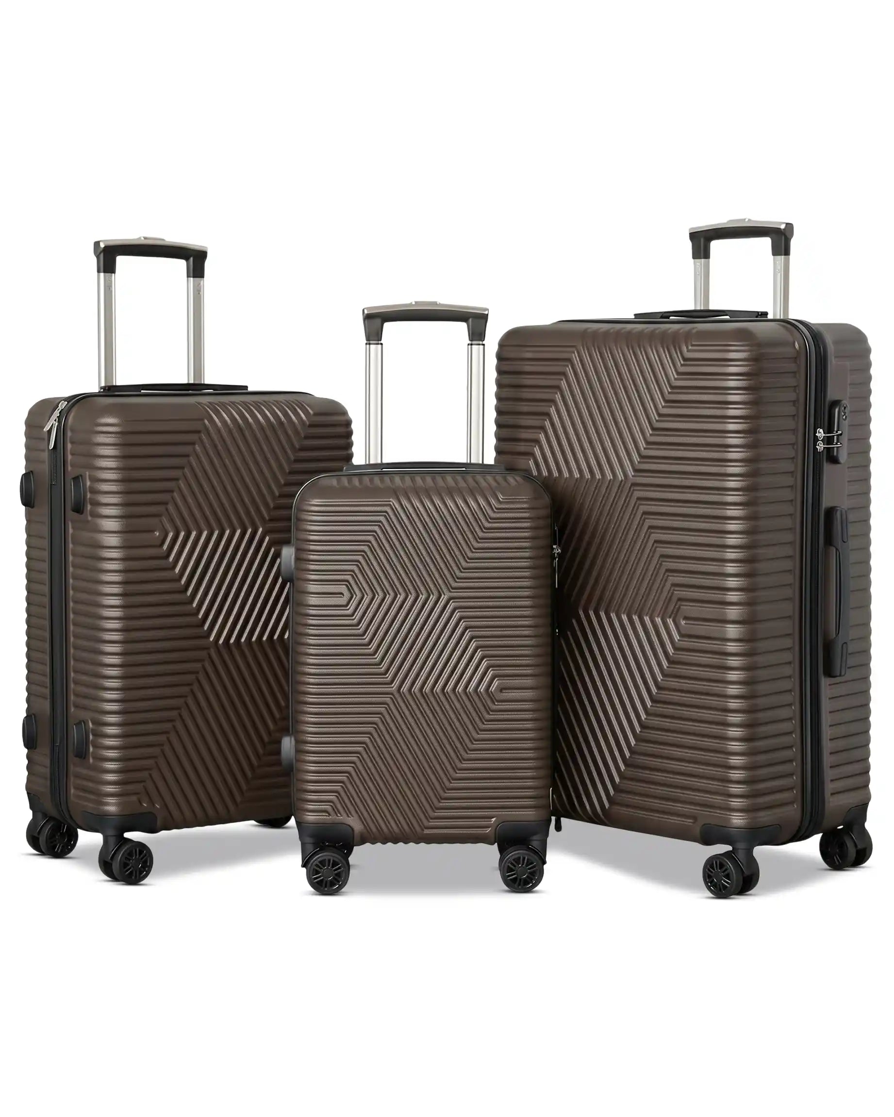 Zig Zag ABS Lightweight Luggage Bag With Double Spinner Wheel | 4 Piece Set 20, 24, 28, 32 Inches