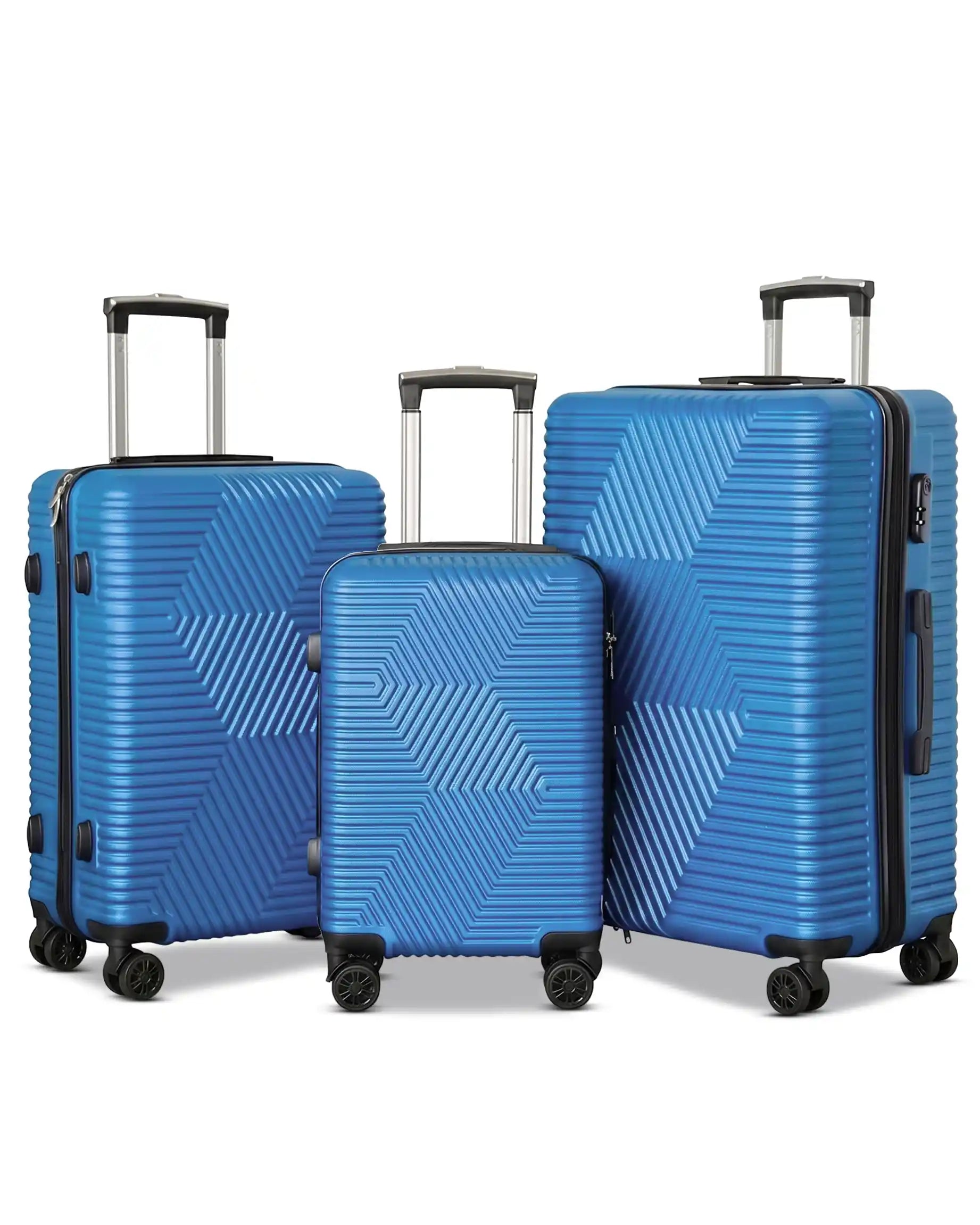 Zig Zag ABS Lightweight Luggage Bag With Double Spinner Wheel | 4 Piece Set 20, 24, 28, 32 Inches