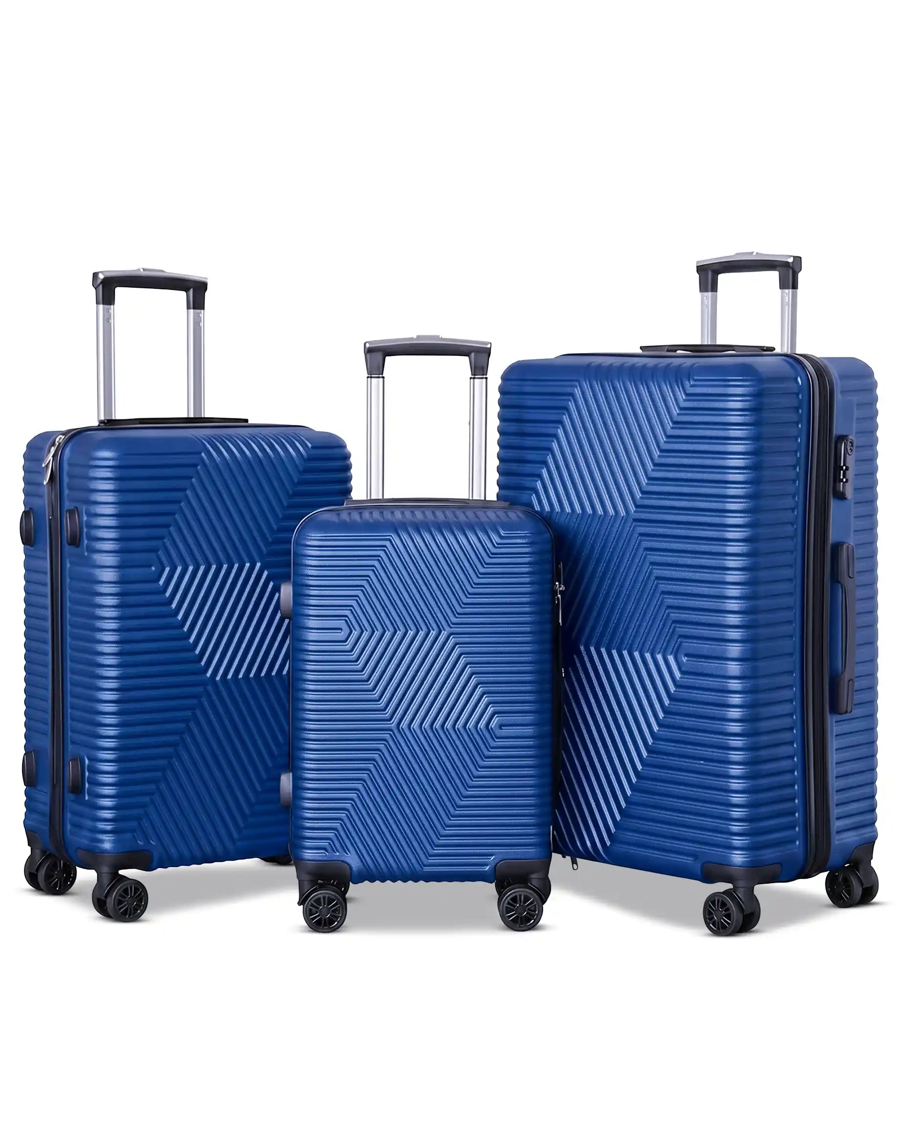 Zig Zag ABS Lightweight Luggage Bag With Double Spinner Wheel | 4 Piece Set 20, 24, 28, 32 Inches