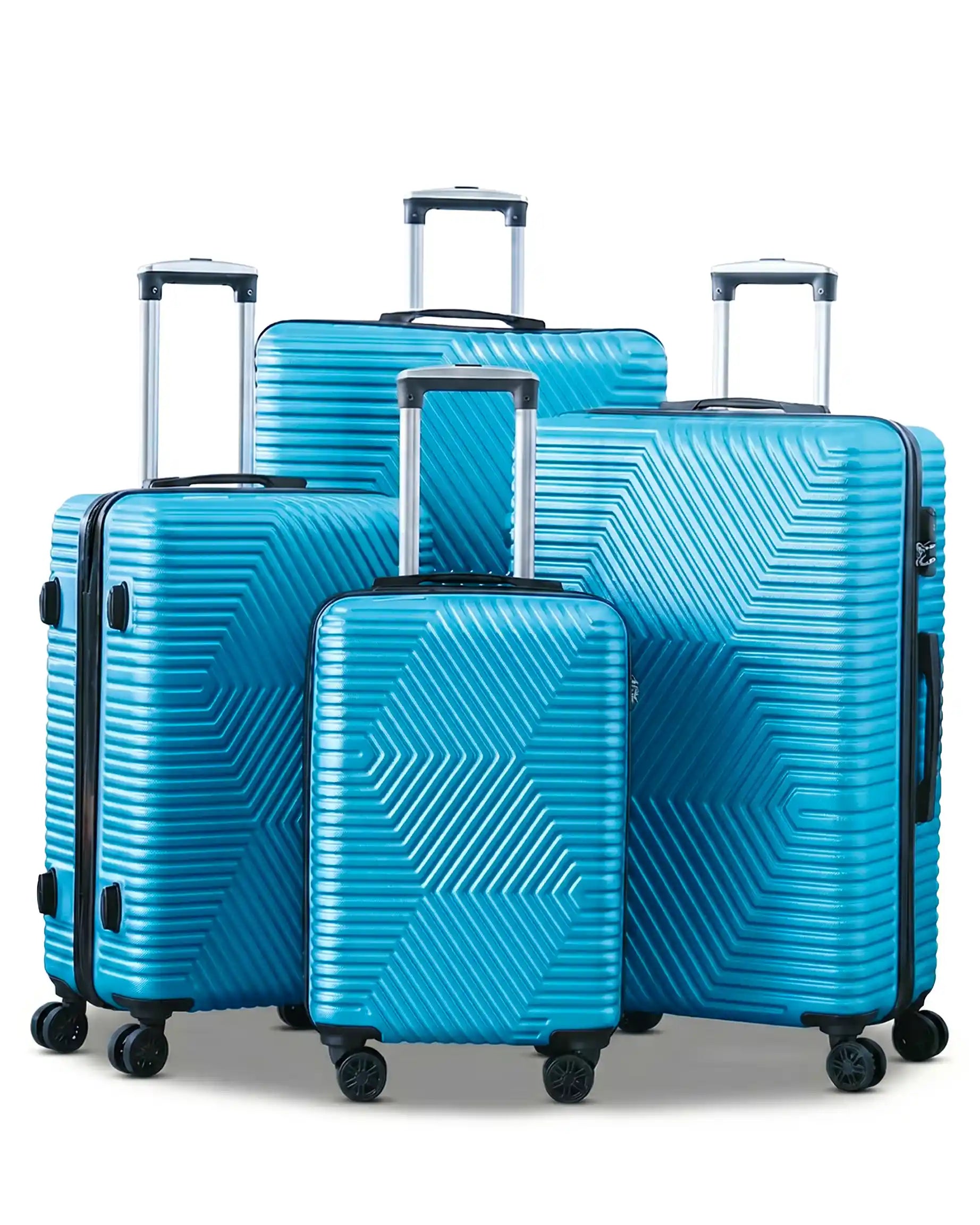 Zig Zag ABS Lightweight Luggage Bag With Double Spinner Wheel | 4 Piece Set 20, 24, 28, 32 Inches