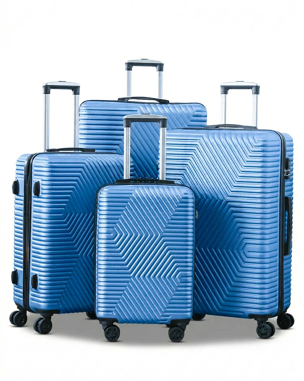 Zig Zag ABS Lightweight Luggage Bag With Double Spinner Wheel | 4 Piece Set 20, 24, 28, 32 Inches