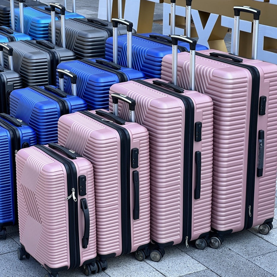 4 Piece Set  20" 24" 28" 32 Inches Zig Zag ABS Lightweight Luggage Bag With Double Spinner Wheel