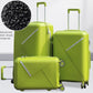 3 Piece Full Set 20" 24" 28 Inches Green Colour Advanced PP Luggage lightweight Hard Case Trolley Bag With Double Spinner Wheel Zaappy.com