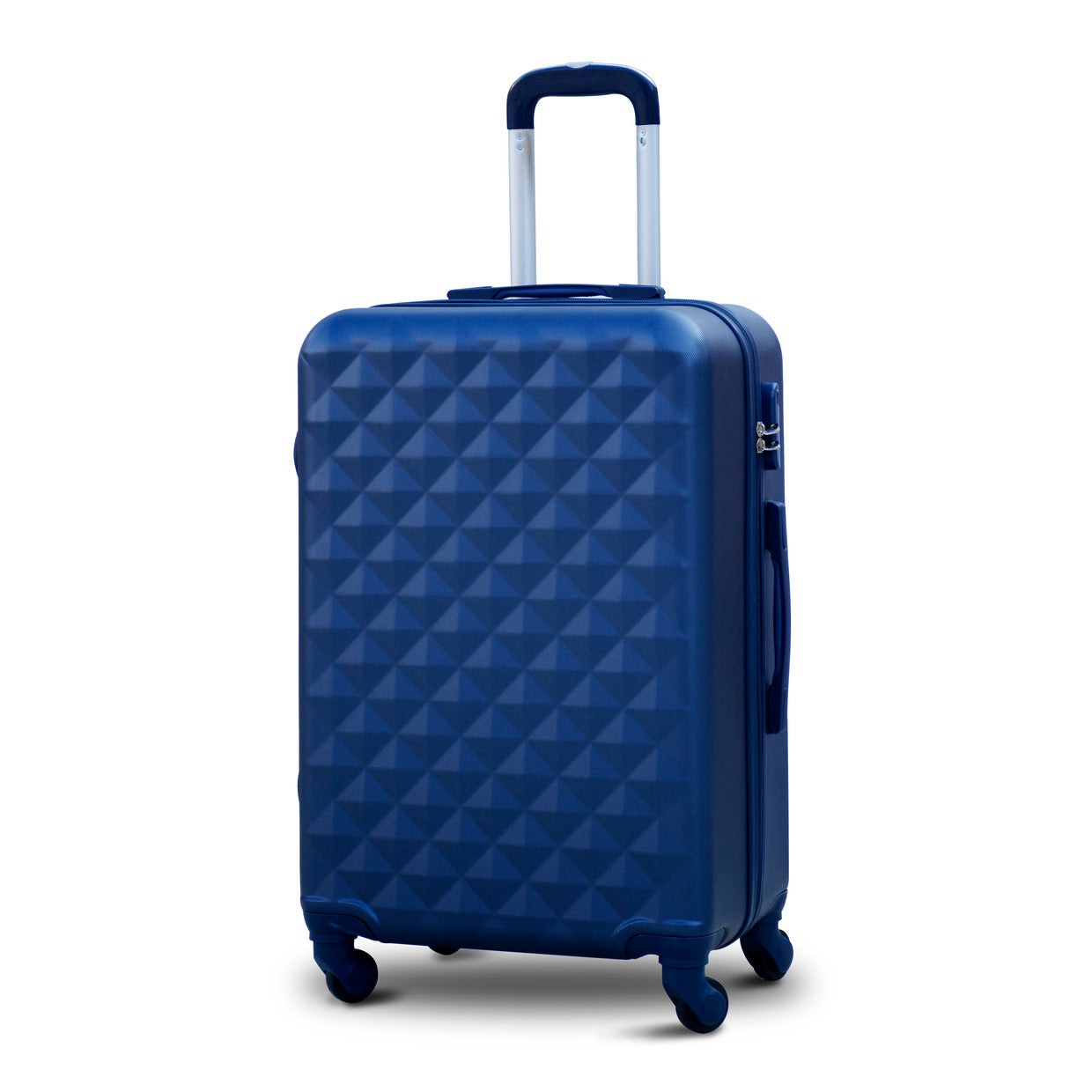 24" Blue Colour Diamond Cut ABS Luggage Lightweight Hard Case Spinner Wheel Trolley Bag
