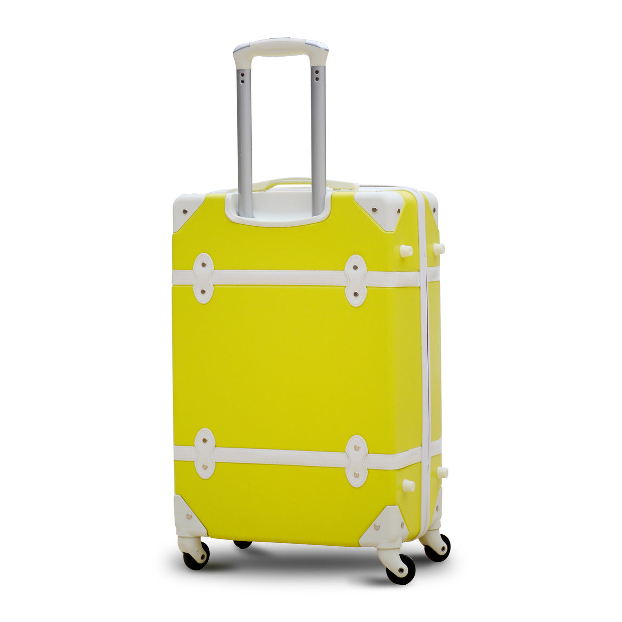 lightweight yellow spinner luggage 24 inch and single piece trolley bag