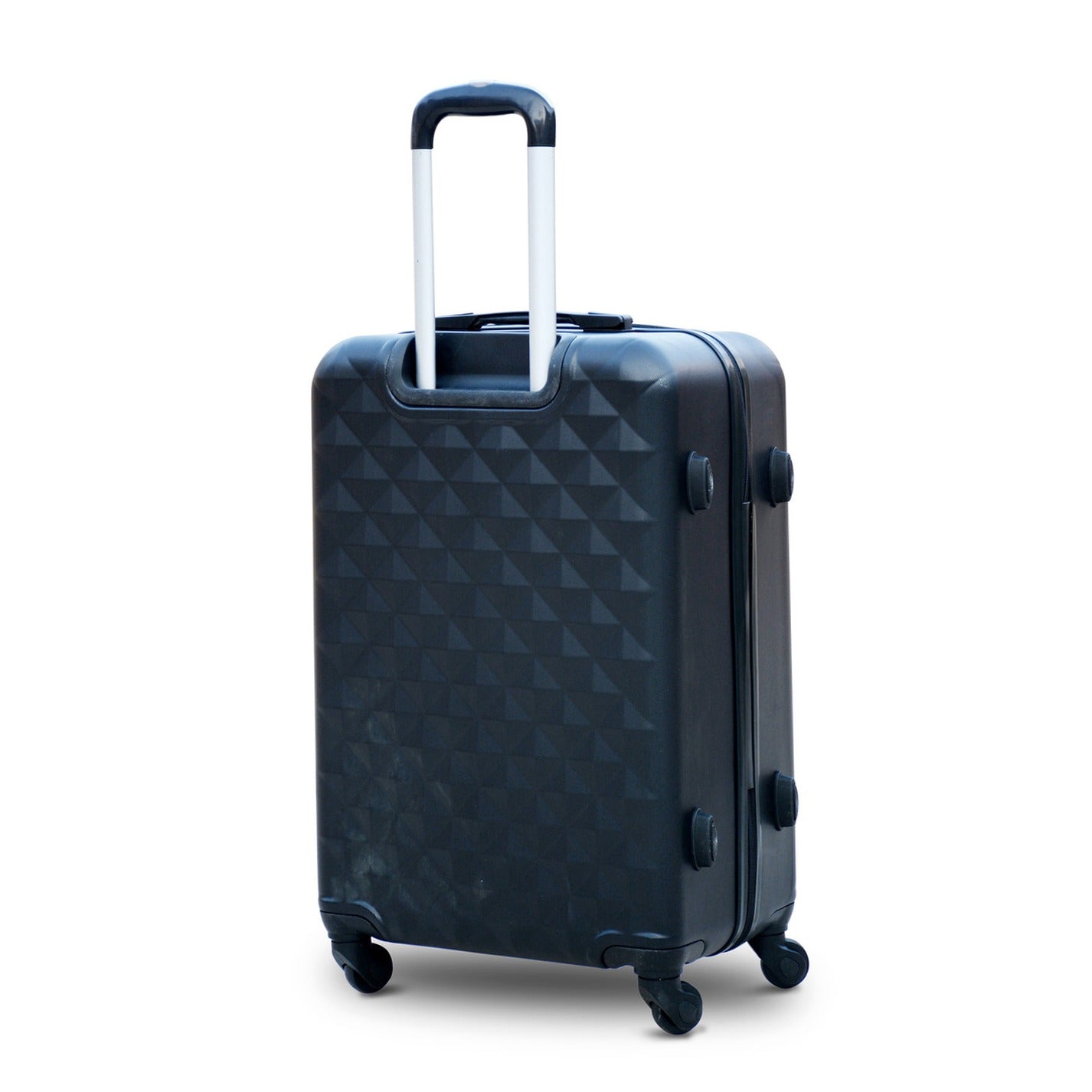 20" Black Colour Diamond Cut ABS Luggage Lightweight Hard Case Trolley Bag Zaappy.com