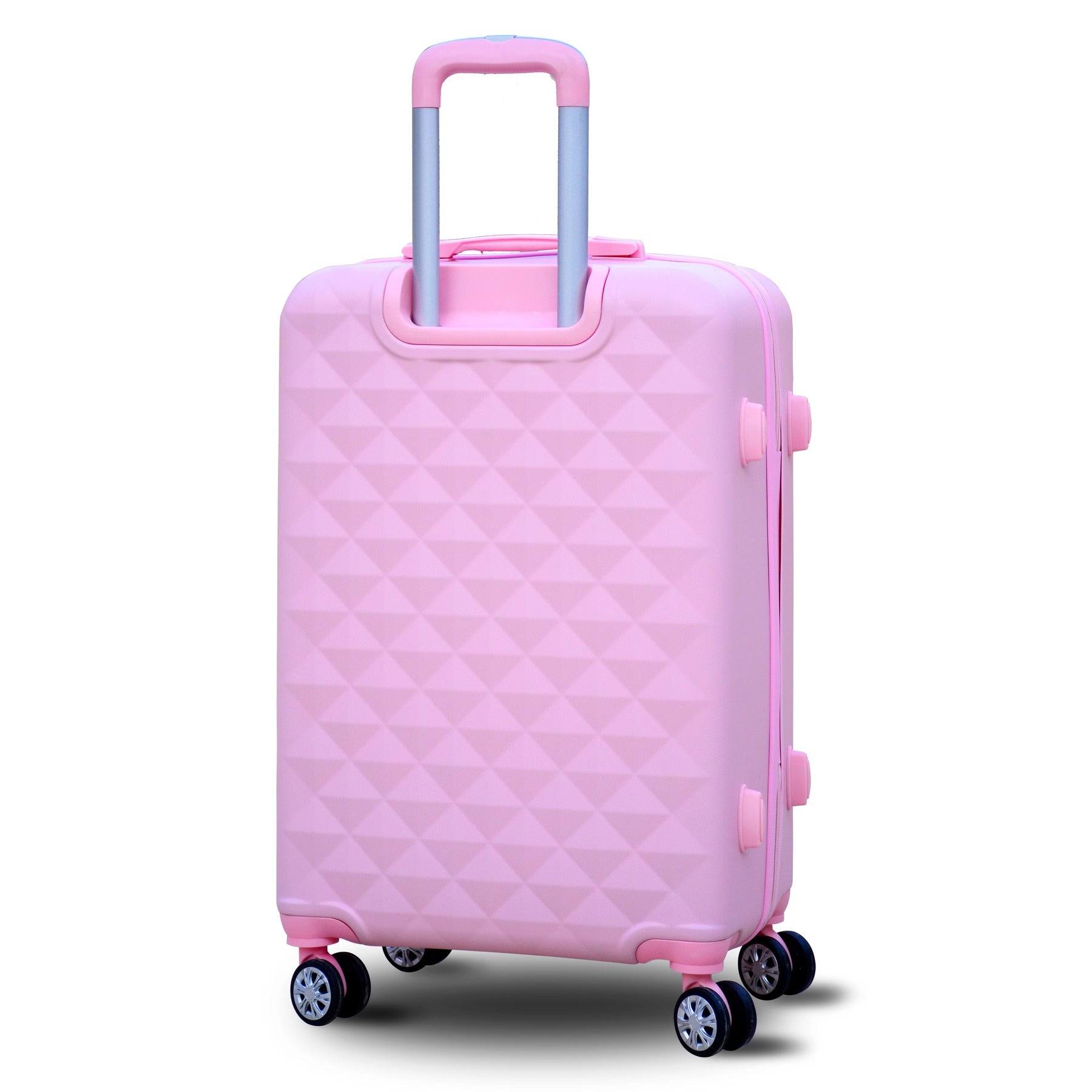 28" Pink Colour Diamond Cut ABS Lightweight Luggage Bag With Spinner Wheel Zaappy.com