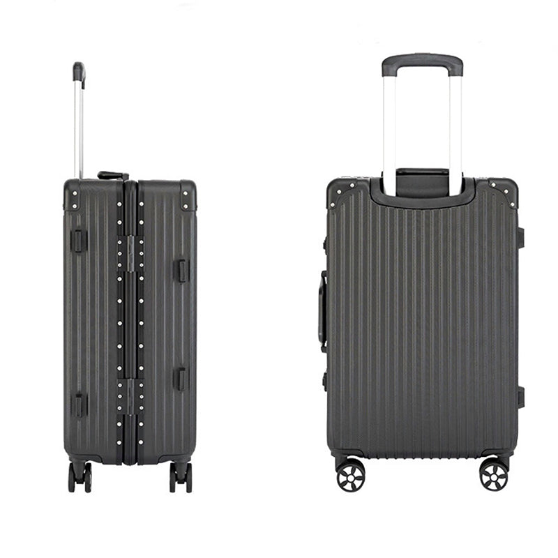 28" Black Colour Aluminium Framed Hard Shell Without Zipper Spinner Wheel TSA Luggage