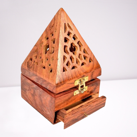 Wooden Bakhoor Pyramid Shape For Home Fragrance Medium Size Zaappy