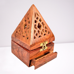 Wooden Bakhoor Pyramid Shape For Home Fragrance Medium Size