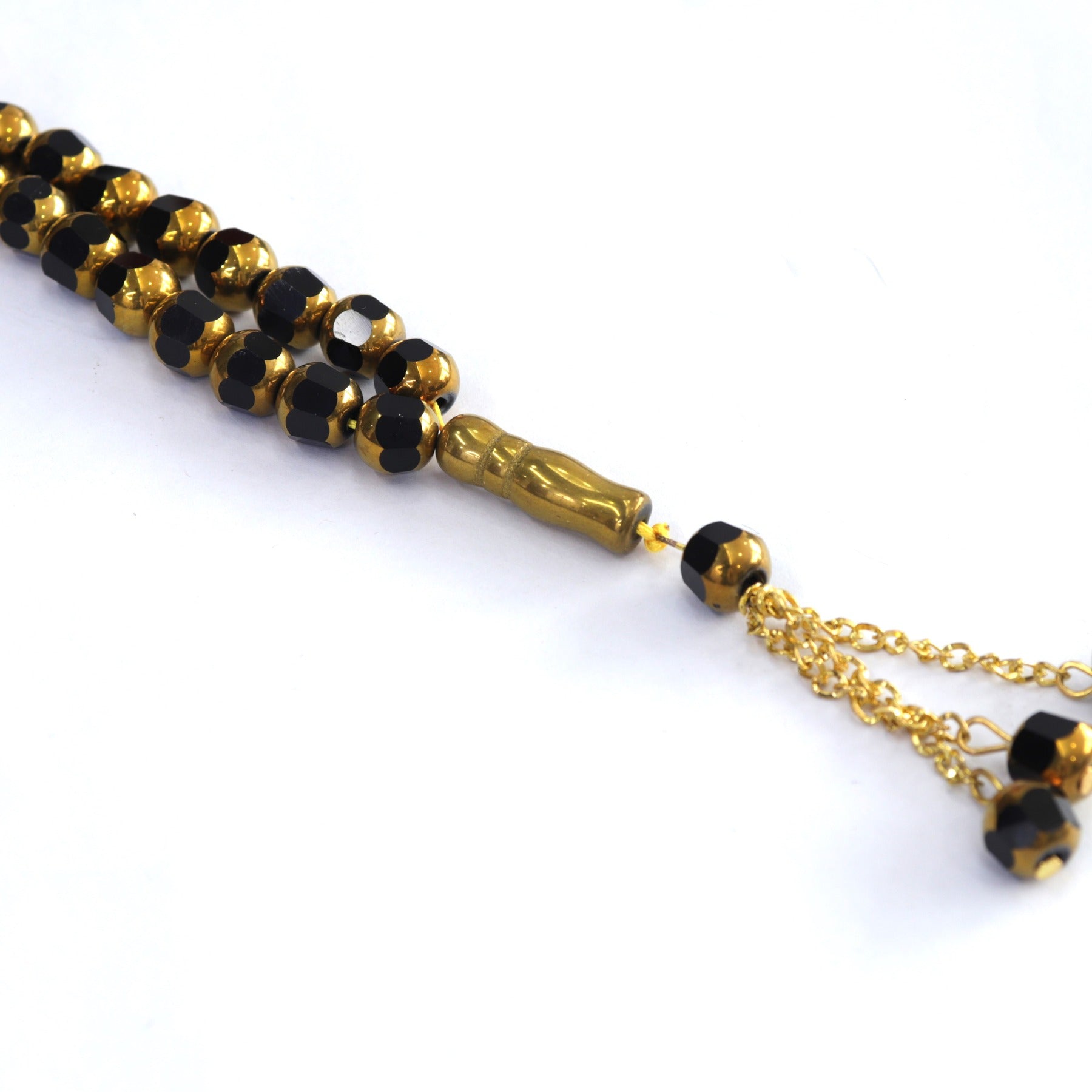 Small and Shiny Black With Gold Prayer Tasbeeh 33 Beads