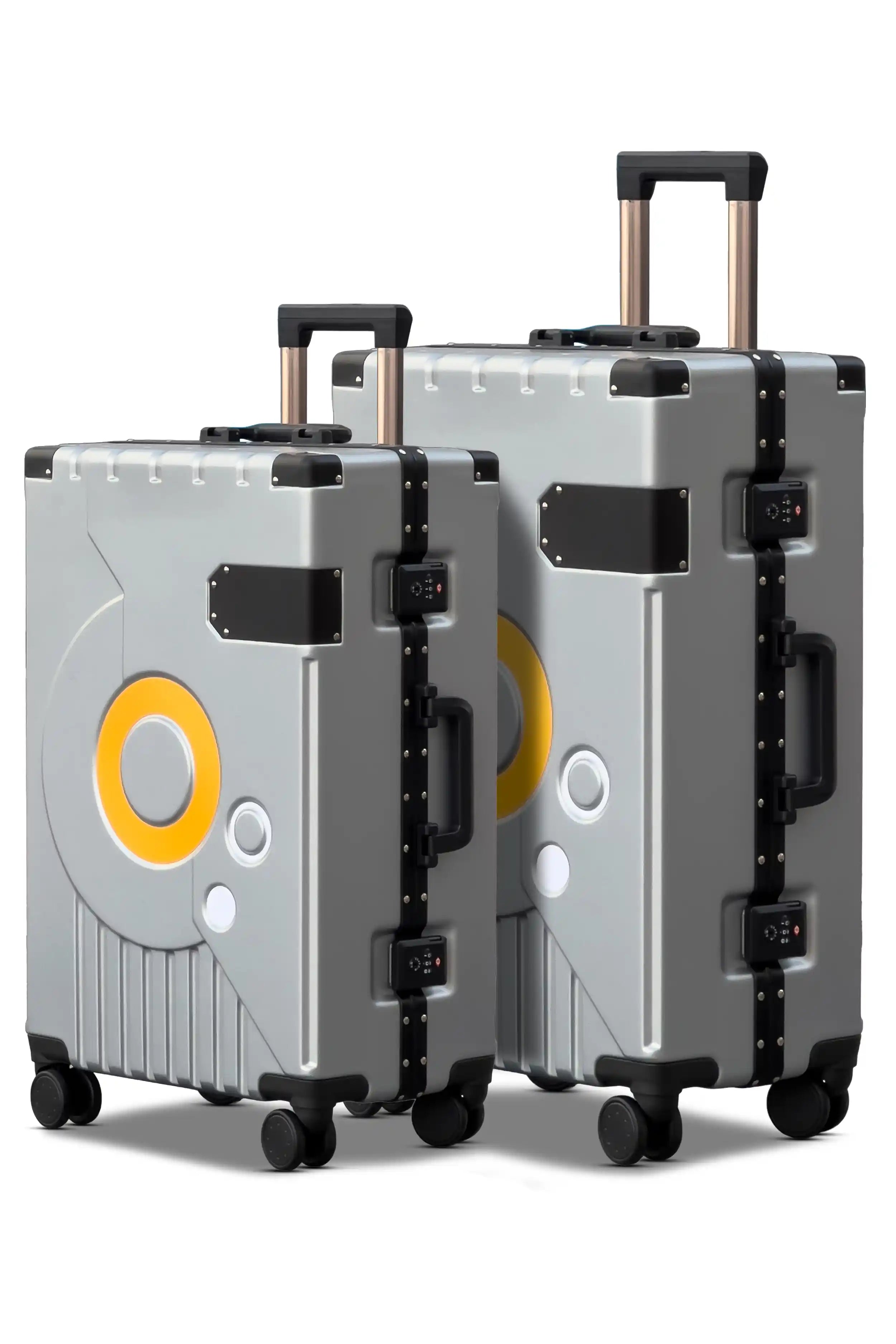 Bold Aluminium Frame 2 Pcs Set Cabin Size 20 Inch [7-10 Kg] and Checked In 24 Inch [20-25 Kg] Luggage With TSA Lock and Travel Hook