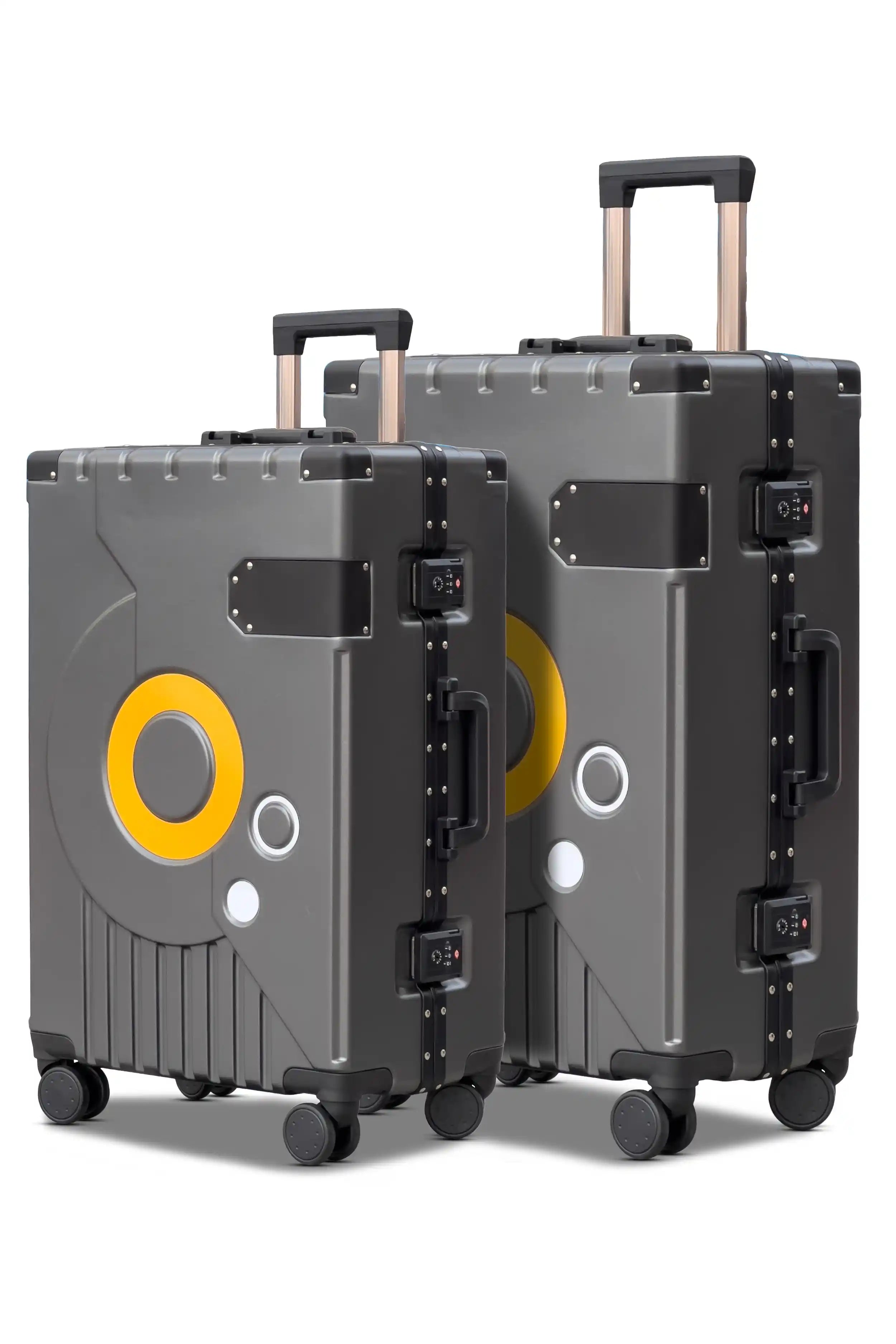 Bold Aluminium Frame 2 Pcs Set Cabin Size 20 Inch [7-10 Kg] and Checked In 24 Inch [20-25 Kg] Luggage With TSA Lock and Travel Hook