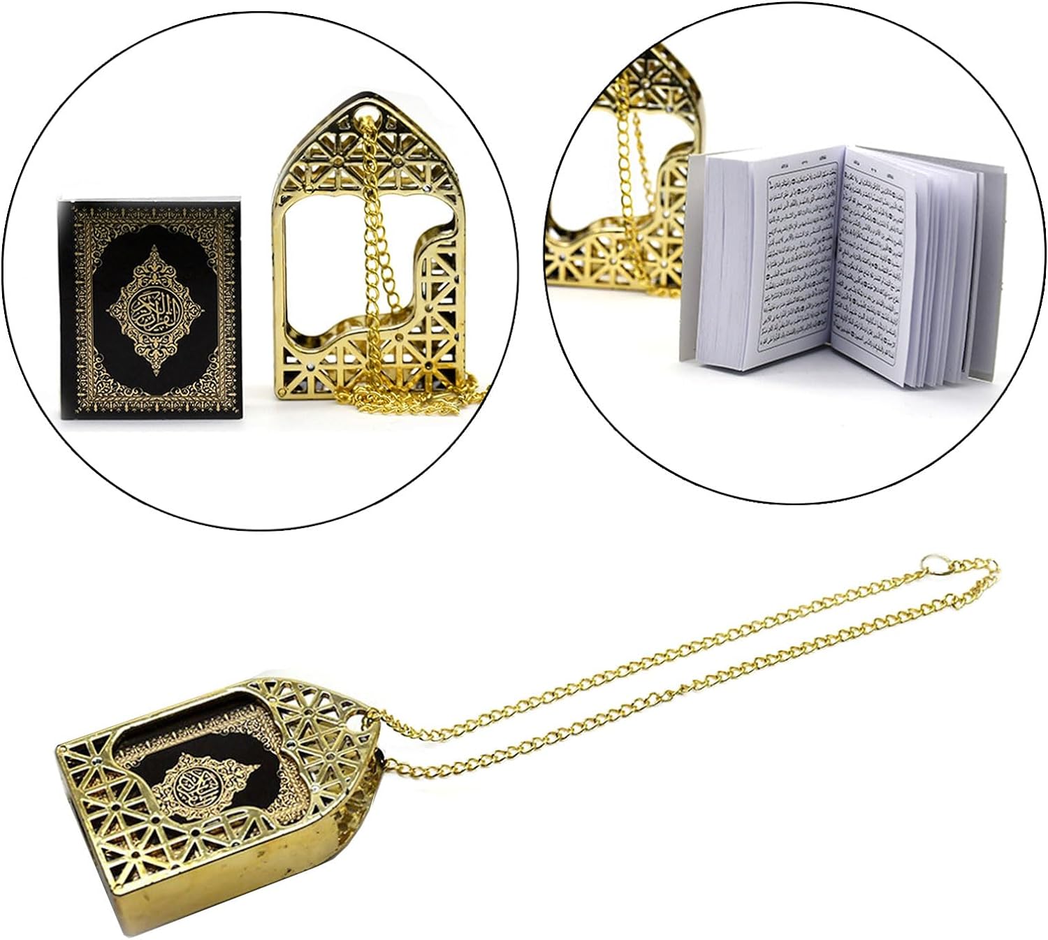 Mini Holy Quran Holding Pendant With Hanging Chain | Vintage Arabic Book Pendant