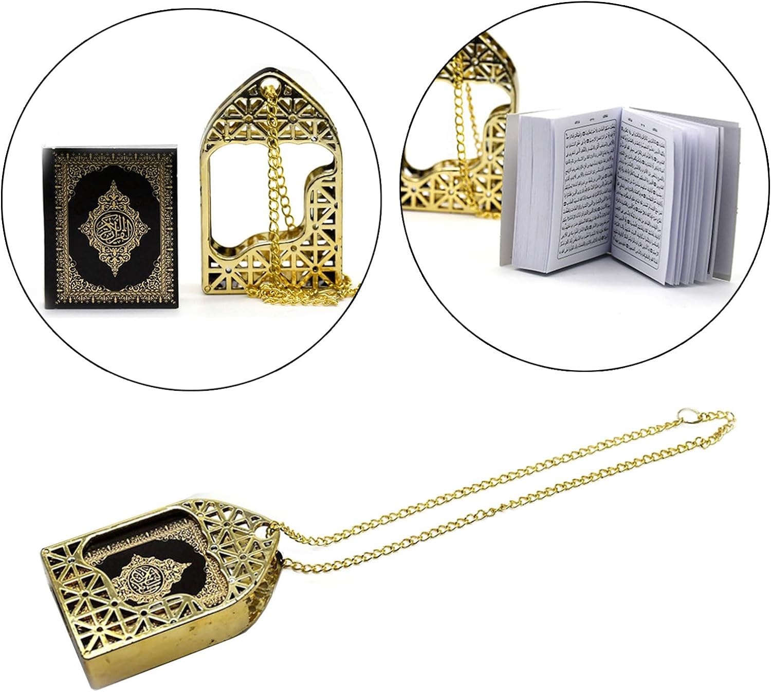 Mini Holy Quran Holding Pendant With Hanging Chain | Vintage Arabic Book Pendant Zaappy