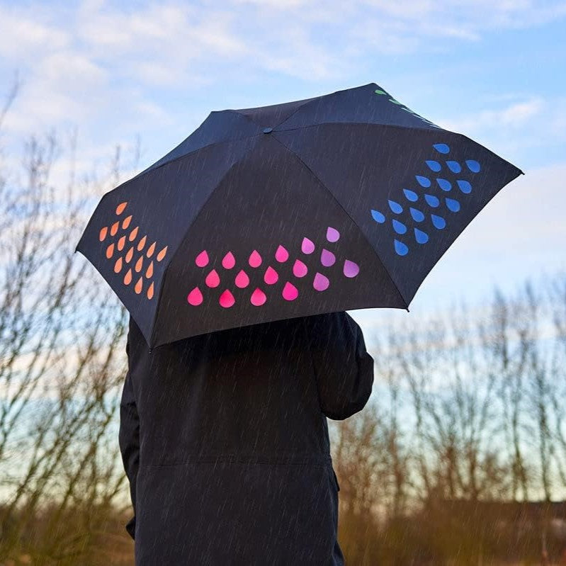 Colour Changing Umbrella Black Colour Design Printed