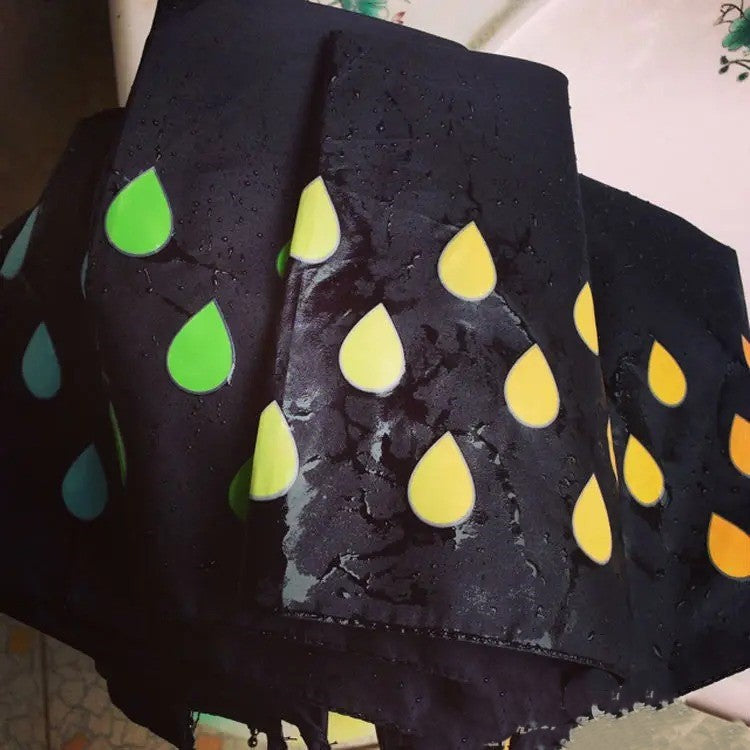 Colour Changing Umbrella Black Colour Design Printed