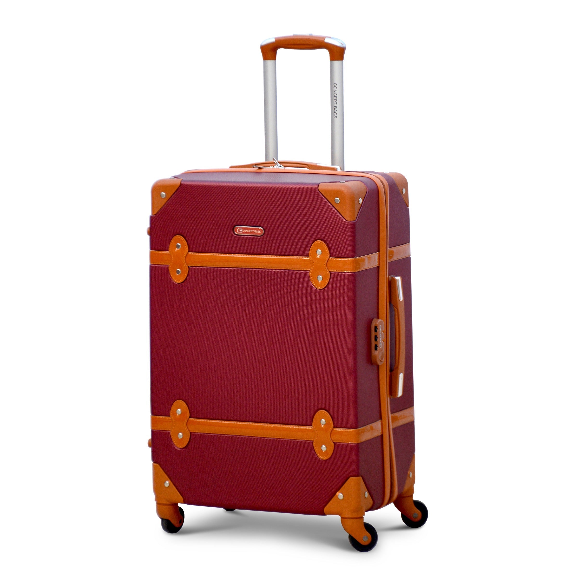 20" Corner Guard ABS Burgundy Lightweight Carry On Luggage Bag With Spinner Wheel