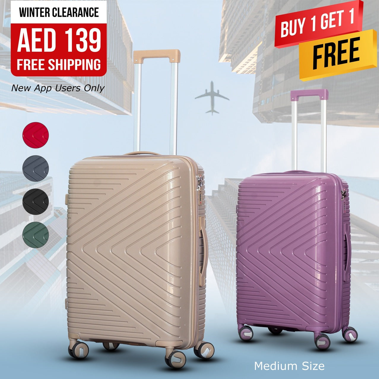 Buy 1 Get 1 Free | Medium Size PP Unbreakable Luggage Bags offers sale