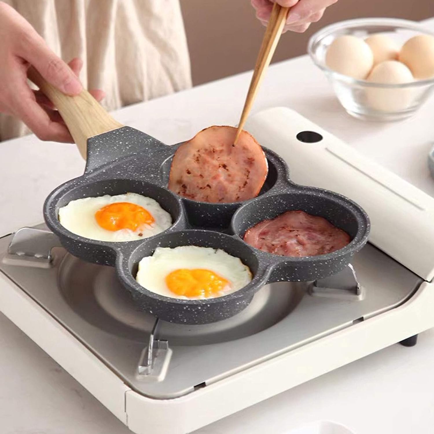 4 Hole Non-Stick Pan Cake Pan | Egg Fry Roasting Pan