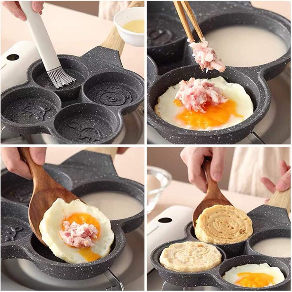 4 Hole Non-Stick Pan Cake Pan | Egg Fry Roasting Pan