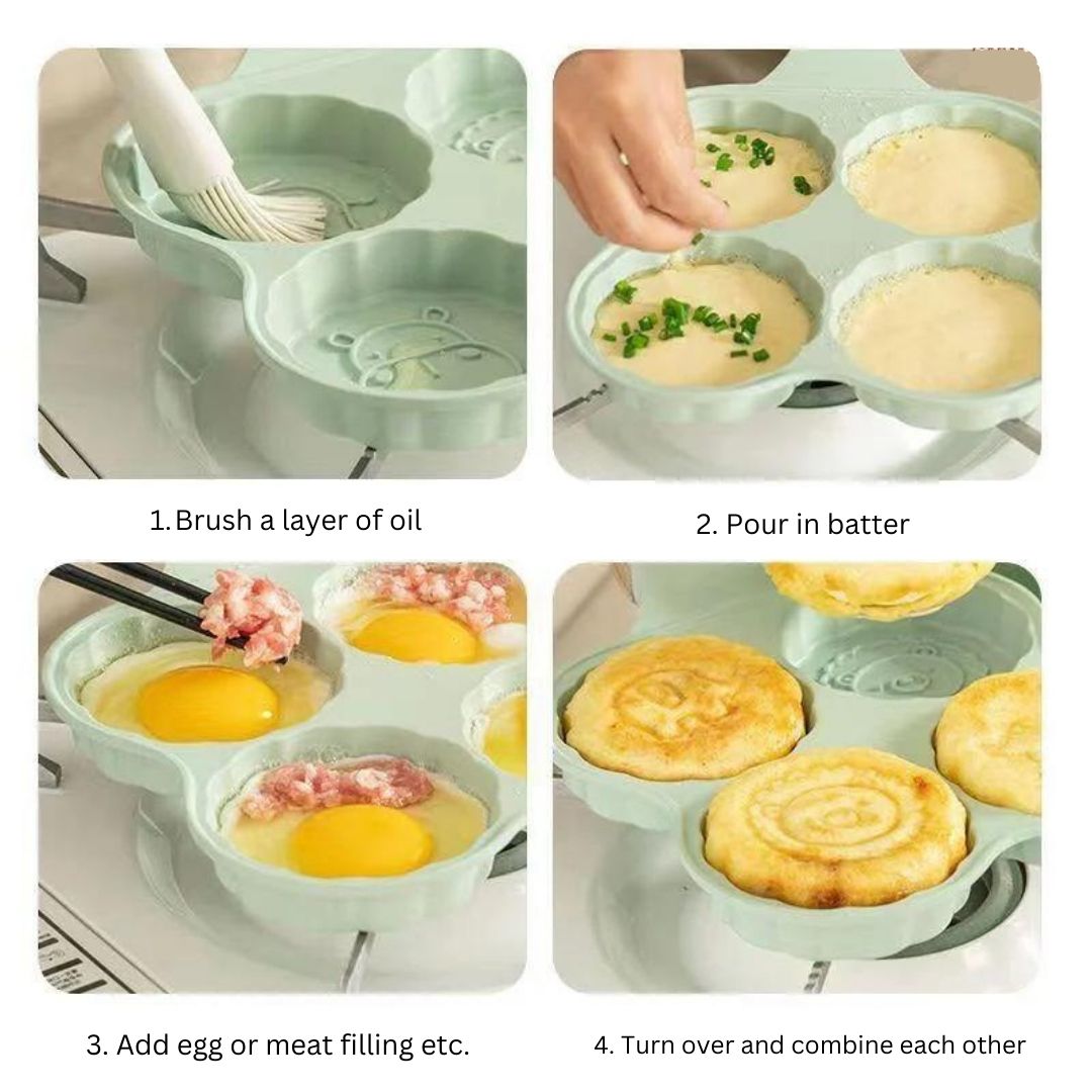 4 Hole Non-Stick Pan Cake Pan | Egg Fry Roasting Pan Zaappy