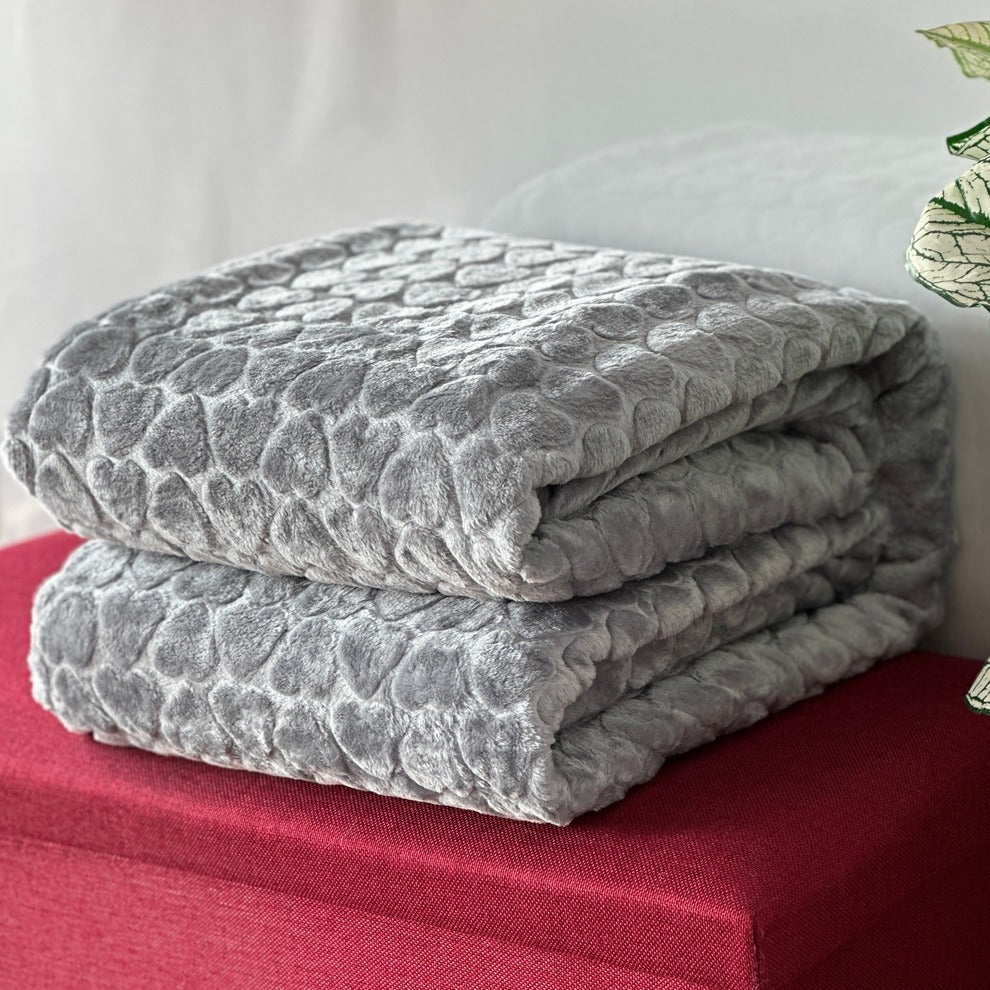 Soft Embossed Double Bed Blanket | Heart Design 0232 | 2 Kg