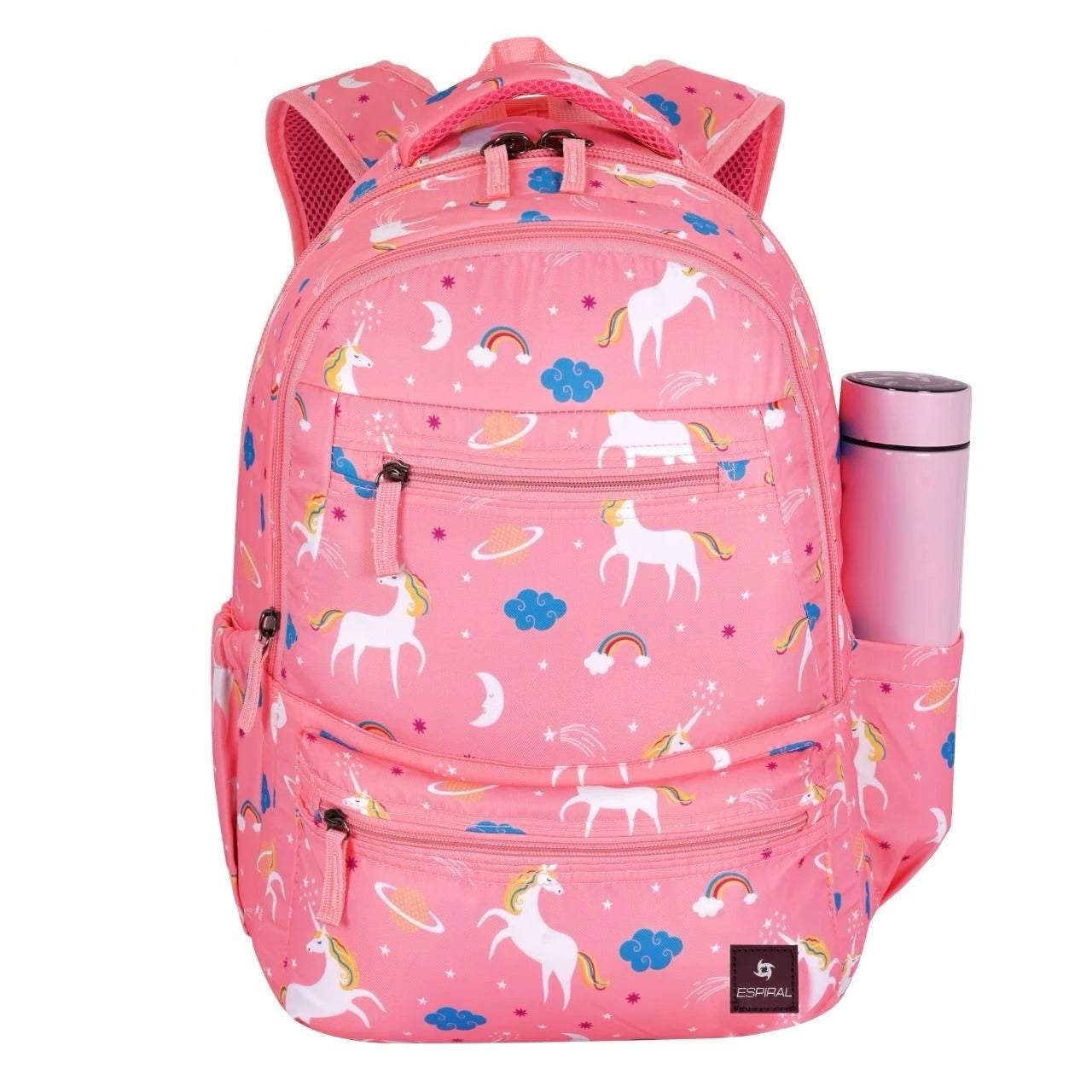 Printed School Bag for Kids Waterproof Espiral Unicorn Print Backpack