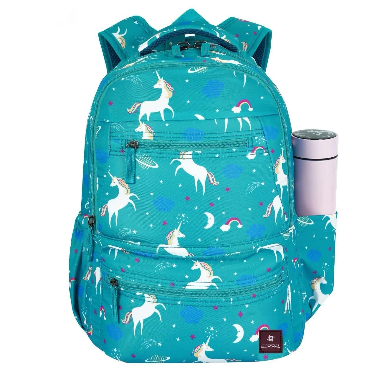 Printed School Bag for Kids Waterproof Espiral Unicorn Print Backpack