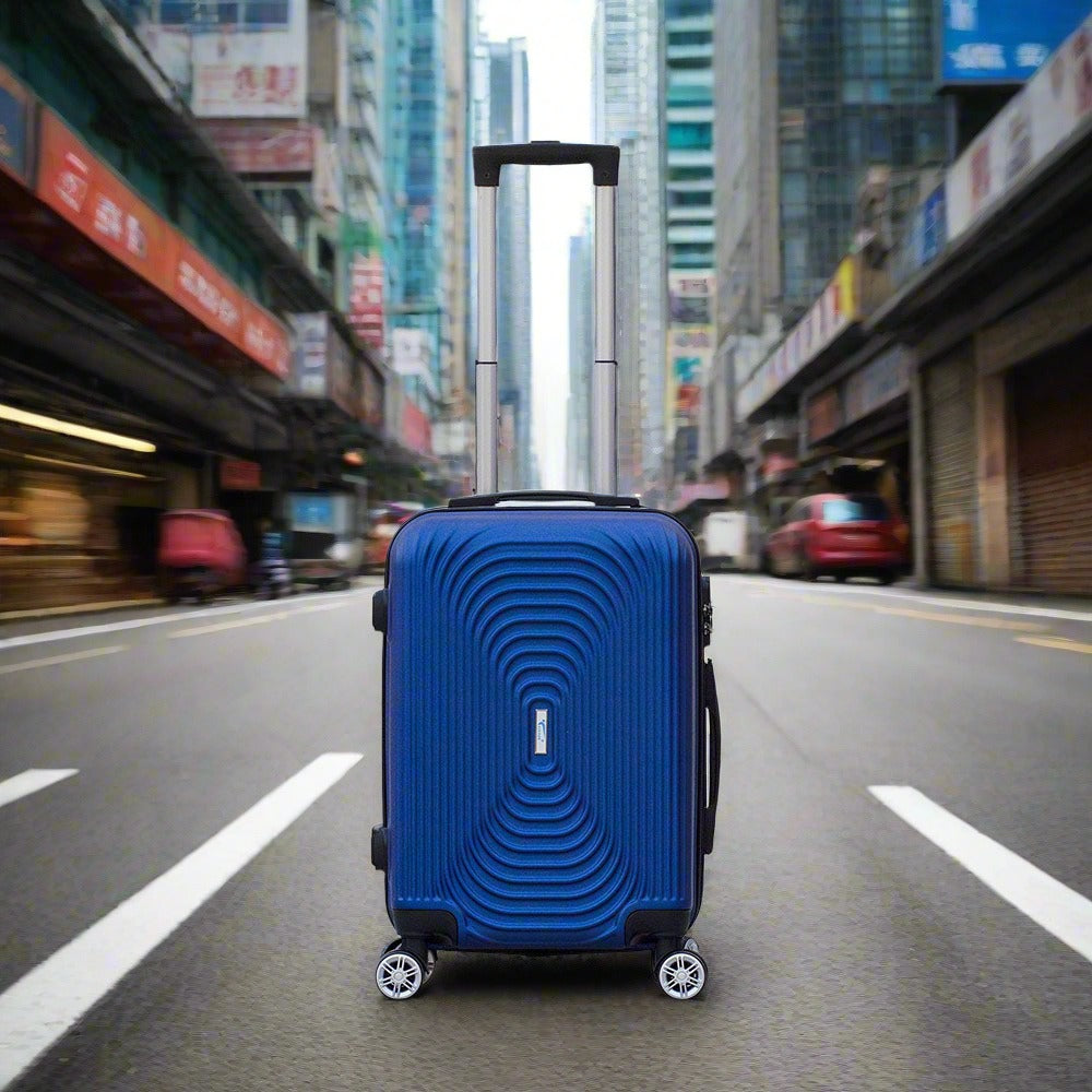 Yinton Fashion ABS Blue Lightweight Hard Case Trolley Luggage | 20” Inches blue zaappy.com