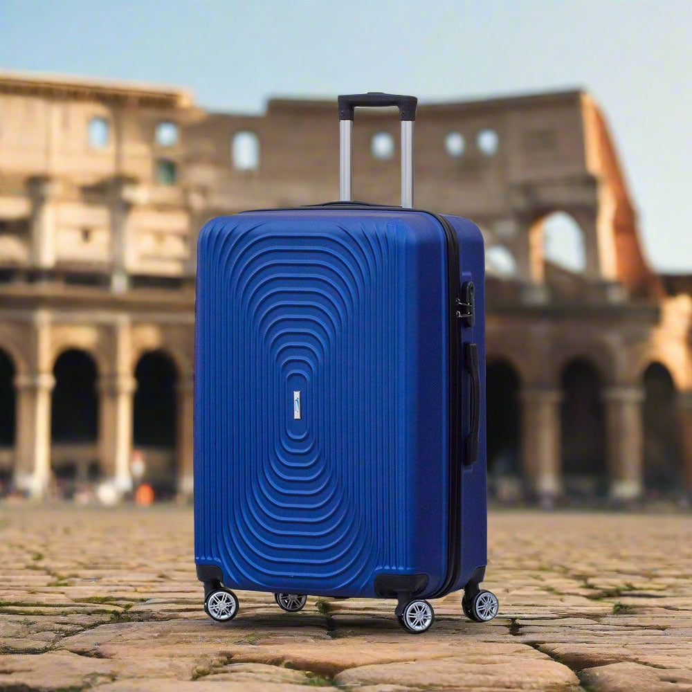 Yinton Fashion ABS Blue Lightweight Hard Case Trolley Luggage | 28" Inches blue zaappy.com