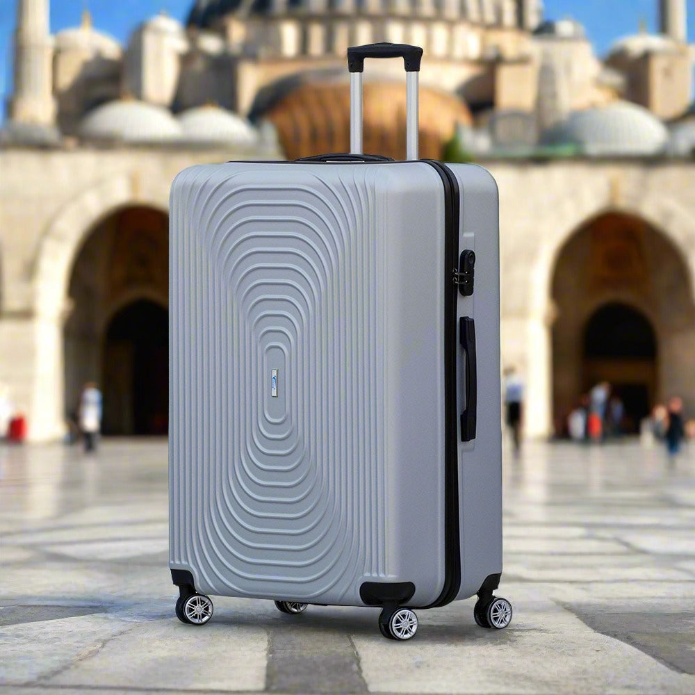 Yinton Fashion ABS Silver Lightweight Hard Case Trolley Luggage | 32 Inches zaappy.com