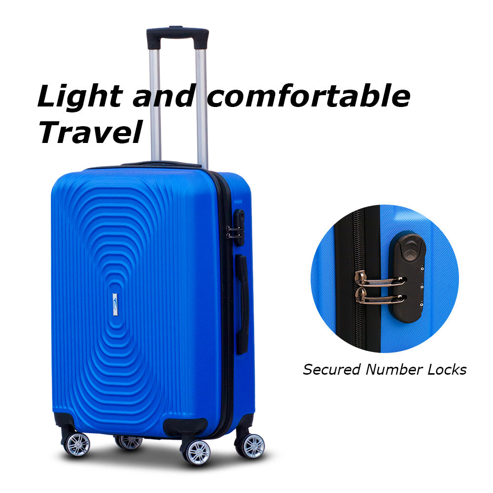 Yinton Fashion ABS Light Blue Lightweight Hard Case Trolley Luggage | 3 Pcs Set 20" 24" 28" Inches zaappy.com