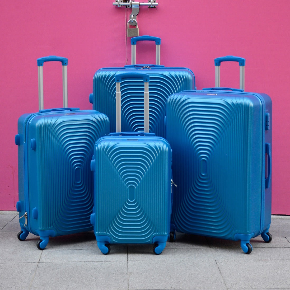 3 Pcs Full Set 20" 24" 28 Inches Blue Fashion ABS Lightweight Hard Case Trolley Luggage