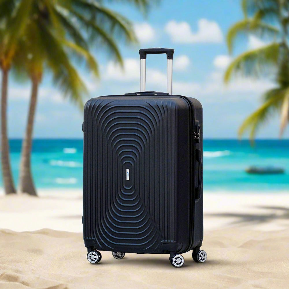 Yinton Fashion ABS Black Lightweight Hard Case Trolley Luggage | 28" Inches zaappy.com