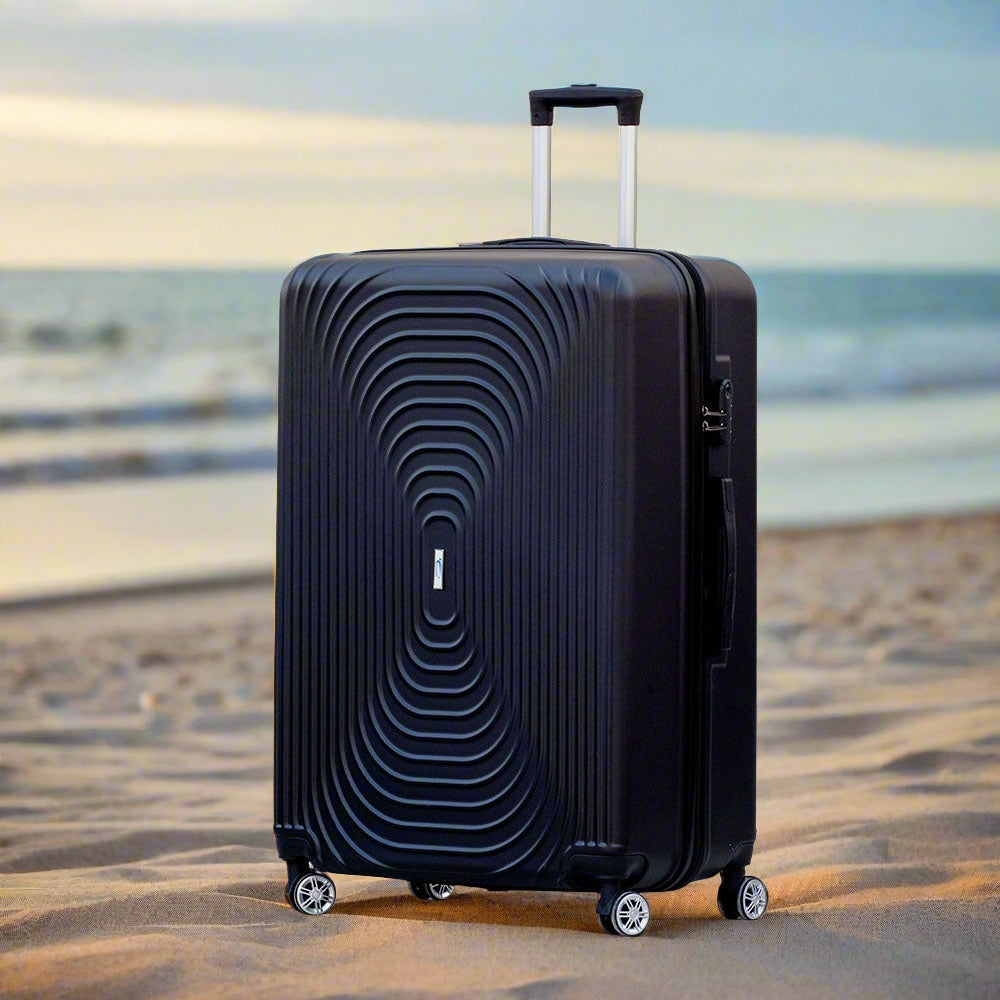 Yinton Fashion ABS Black Lightweight Hard Case Trolley Luggage | 32 Inches zaappy.com