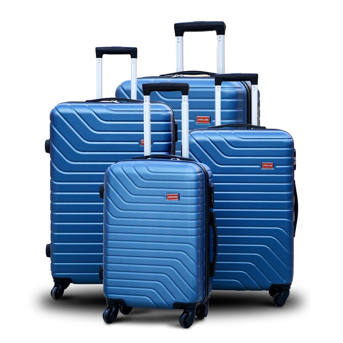 4 Piece Set 20" 24" 28" 32 Inches Blue Colour SJ ABS Luggage Lightweight Hard Case Trolley Bag Zaappy.com