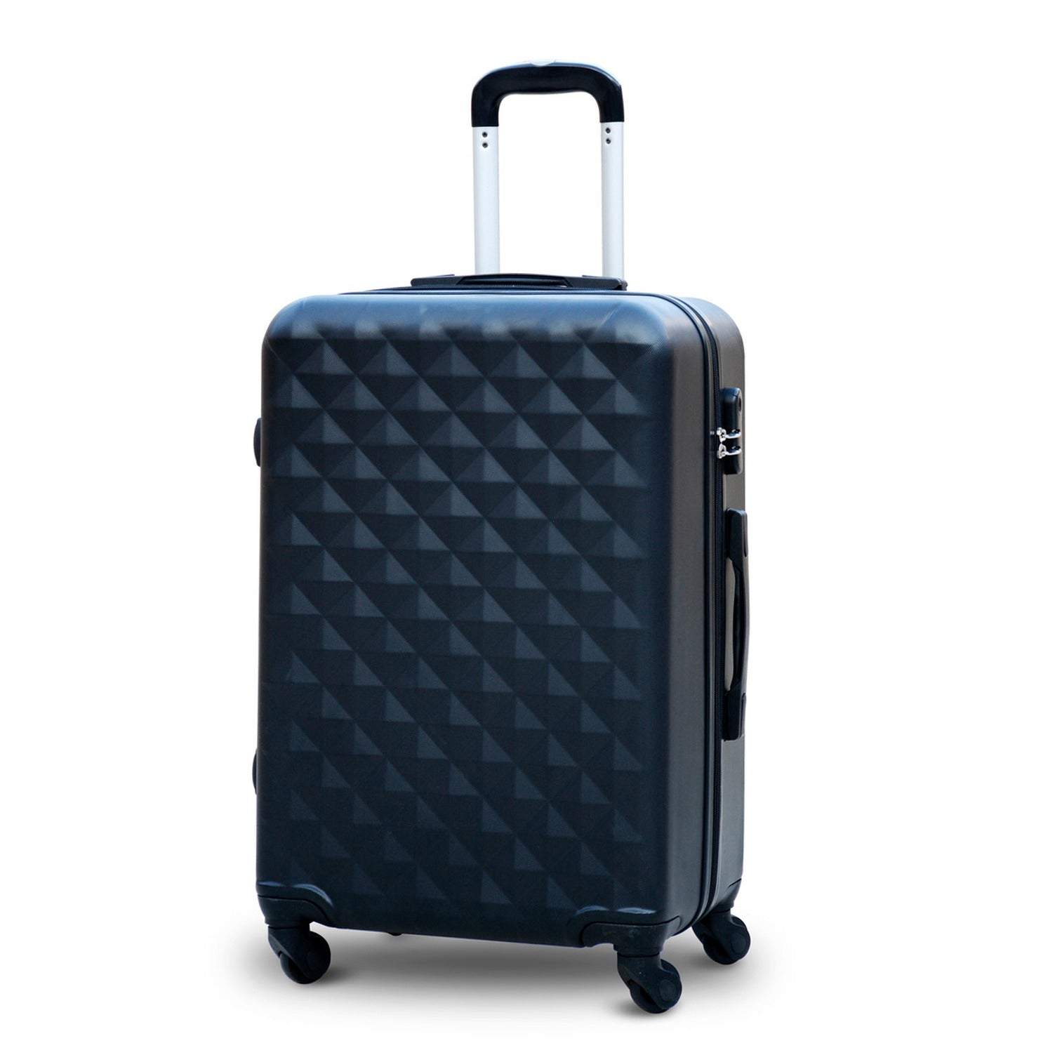 20" Black Diamond Cut ABS Lightweight Luggage Bag With Spinner Wheel