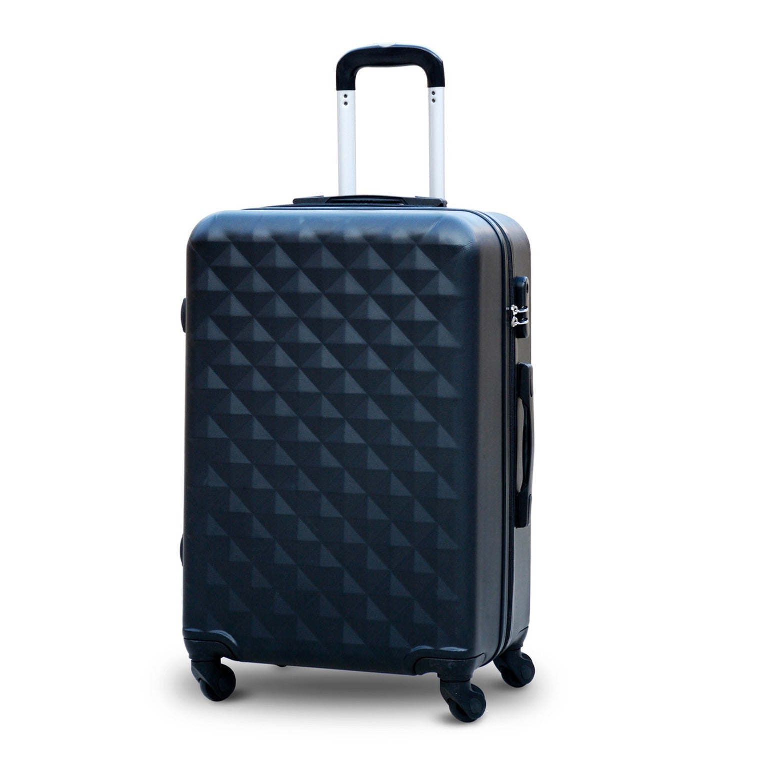 20" Black Colour Diamond Cut ABS Luggage Lightweight Hard Case Trolley Bag Zaappy.com