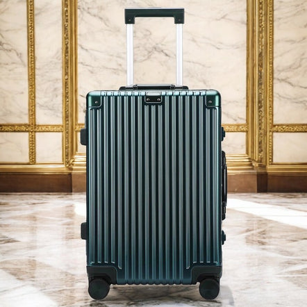 28" Green Aluminium Framed Hard Shell Without Zipper TSA Spinner Wheel Luggage Bag
