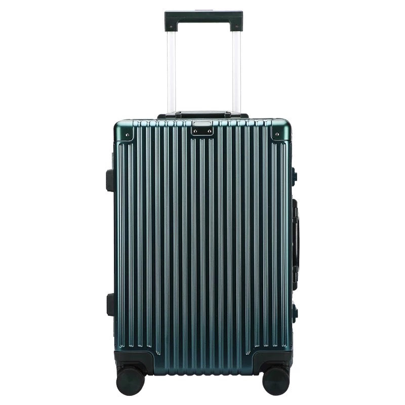 24" Green Aluminium Framed Hard Shell Without Zipper TSA Spinner Wheel Luggage | 3 Year Warranty