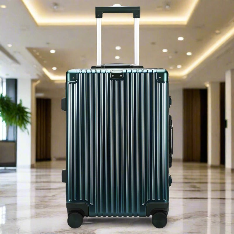 3 Piece Set 20" 24" 28 Inches Green Aluminium Framed Hard Shell Without Zipper TSA Spinner Wheel Luggage Bag